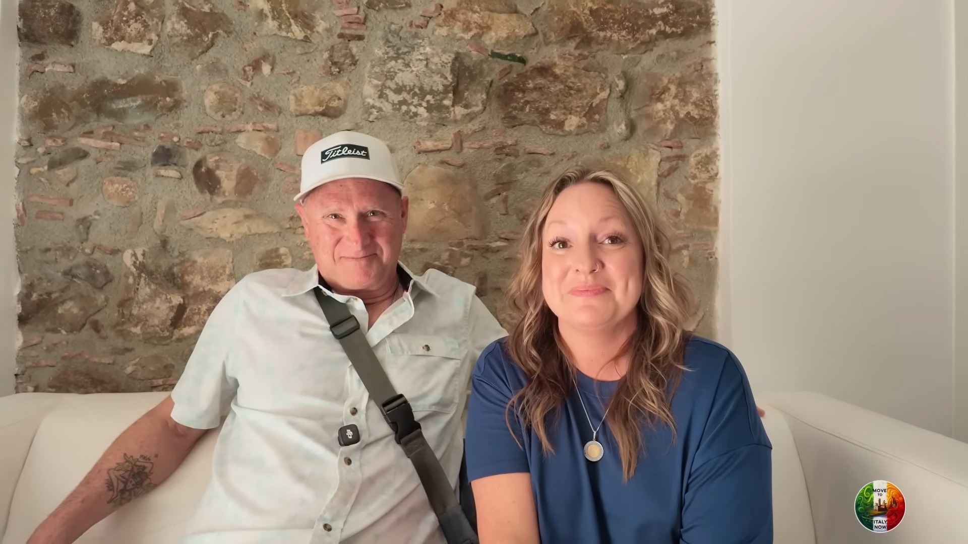 A couple seeing their Santo Stefano di Camastra home for the first time