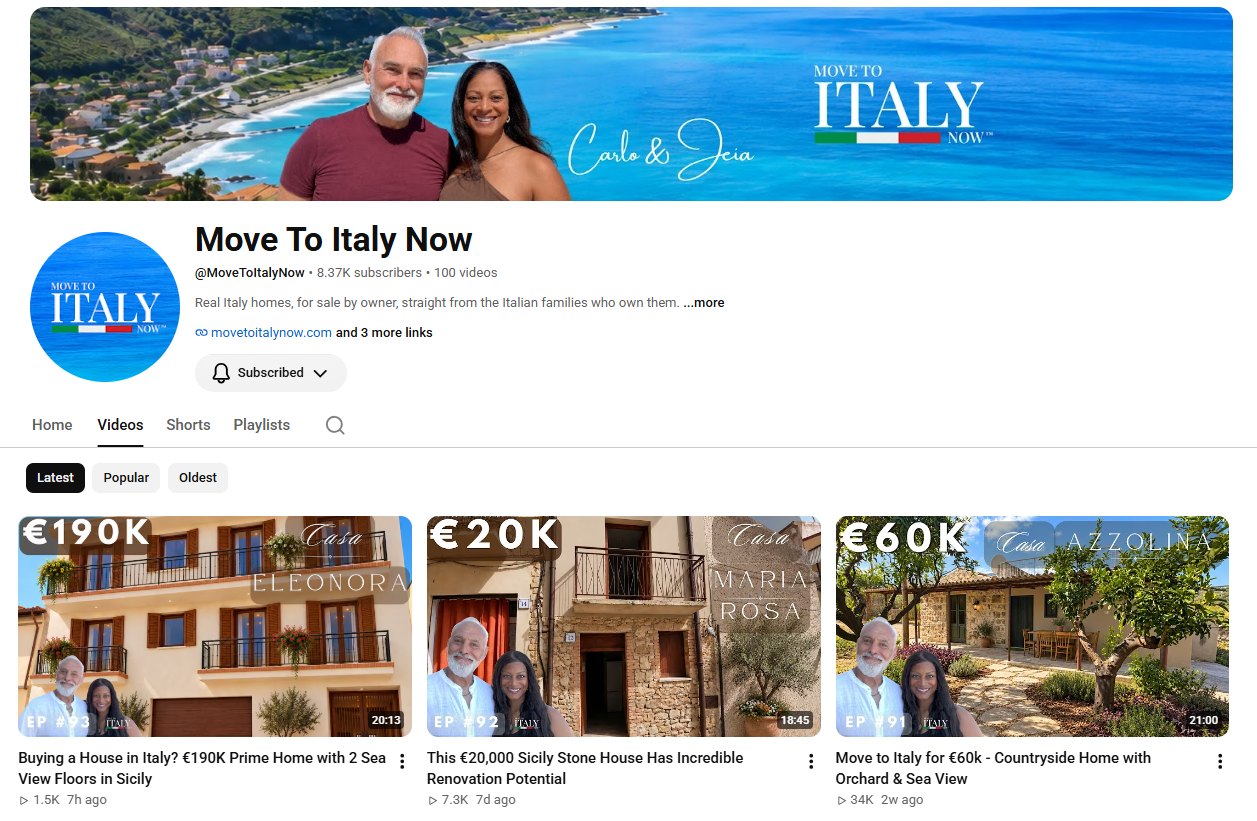 The Move To Italy Now YouTube channel