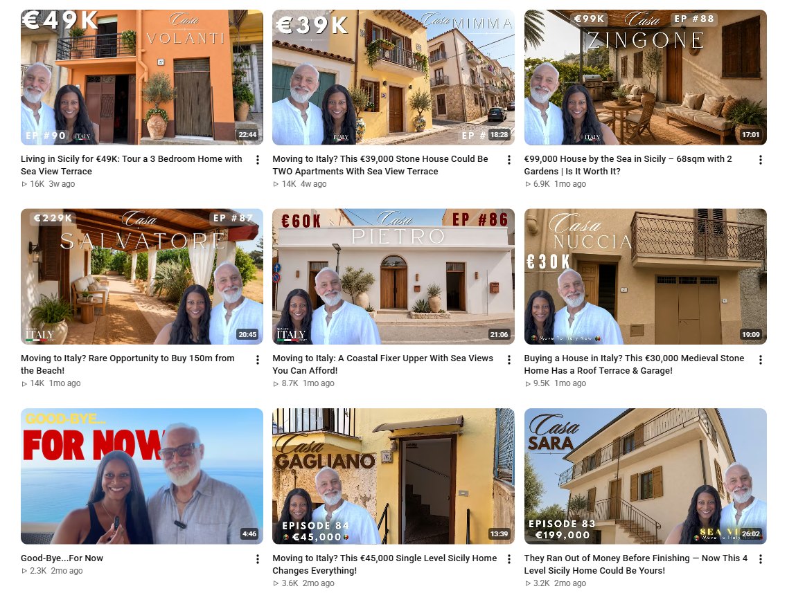 Property tours published on the Move To Italy Now channel