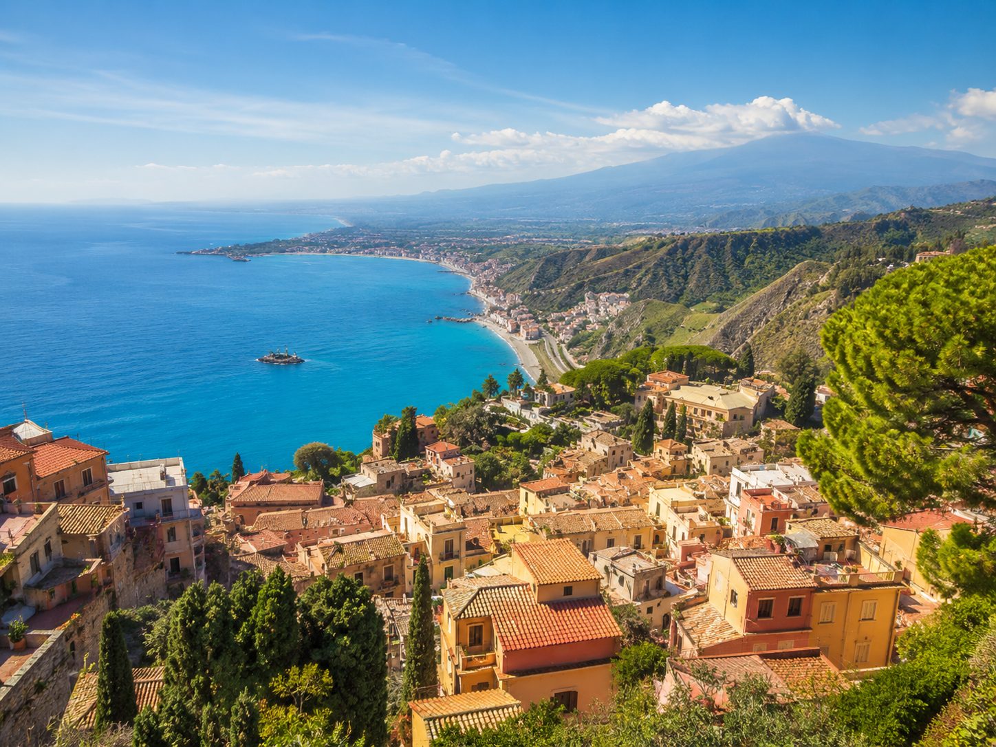 The coastline toward Taormina, Sicily